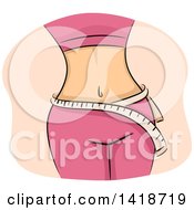 Clipart Of A Sketched Womans Waist With Measuring Tape Royalty Free Vector Illustration