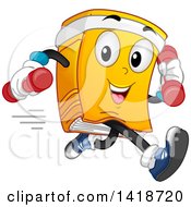 Poster, Art Print Of Fitness Book Mascot Running With Dumbbells
