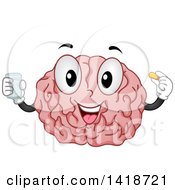 Poster, Art Print Of Brain Mascot Taking Vitamins