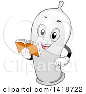 Condom Mascot Reading A Book