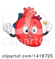Poster, Art Print Of Human Heart Character Taking A Vitamin