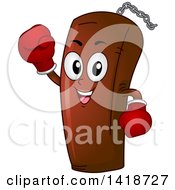 Clipart Of A Punching Bag Character Wearing Boxing Gloves Royalty Free Vector Illustration