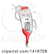 Clipart Of A Feverish Thermometer Character Royalty Free Vector Illustration