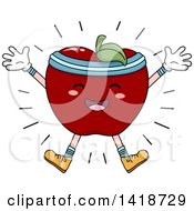 Clipart Of A Red Apple Mascot Doing Jumping Jacks Royalty Free Vector Illustration
