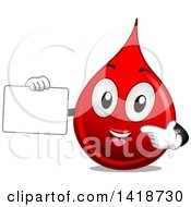Poster, Art Print Of Blood Drop Mascot Holding A Blank Sign