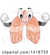 Clipart Of A Lung Mascot Flexing Royalty Free Vector Illustration