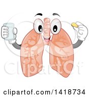 Lung Mascot Taking A Vitamin