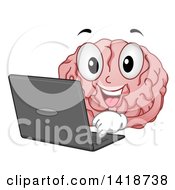 Poster, Art Print Of Brain Mascot Using A Laptop Computer