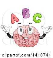 Poster, Art Print Of Brain Mascot With Abc Alphabet Letters