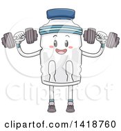 Poster, Art Print Of Water Bottle Mascot Working Out With Dumbbells