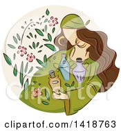 Poster, Art Print Of Sketched Gypsy Woman With Herbs And Potions