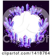 Clipart Of A Roundf Rame Of Purple Crystals On Black Royalty Free Vector Illustration