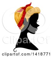 Poster, Art Print Of Silhouetted Woman In Profile With Blond Hair And A Bandana