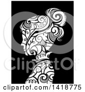 Poster, Art Print Of Profiled Woman With Swirl Vines