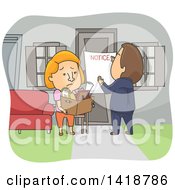 Poster, Art Print Of Cartoon Caucasian Woman Being Evicted From Her Home