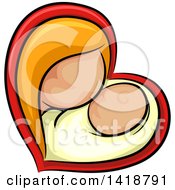 Clipart Of A Mother Snuggling With Her Baby In A Heart Royalty Free Vector Illustration