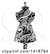 Poster, Art Print Of Mannequin Made With Black And White Swirly Vines