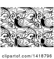 Poster, Art Print Of Black And White Background With Swirl Vines
