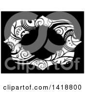 Clipart Of A Black Frame Over Swirl Vines Royalty Free Vector Illustration