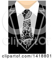 Poster, Art Print Of Business Man Wearing A Tie With Swirl Vines