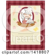 Poster, Art Print Of Menu With Text Space And A Chef Holding A Cloche