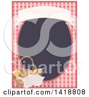 Poster, Art Print Of Gingham Frame With A Basket Of Bread