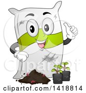 Sack Of Fertilizer Mascot With Seedling Plants
