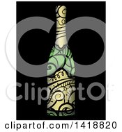 Poster, Art Print Of Wine Bottle With Swirl Vines On Black