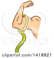 Clipart Of A Sketched Measuring Tape Around A Mans Bicep Royalty Free Vector Illustration