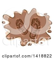 Clipart Of A Mud Puddle With Shoe Prints Royalty Free Vector Illustration