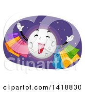 Poster, Art Print Of Happy Moon On A Shopping Spree