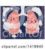 Clipart Of A Lungs Mascot Coughing With Smoke Royalty Free Vector Illustration by BNP Design Studio