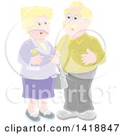 Poster, Art Print Of Cartoon Blond Caucasian Couple Smiling
