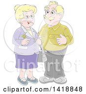 Clipart Of A Cartoon Blond Caucasian Couple Smiling Royalty Free Vector Illustration