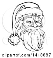 Poster, Art Print Of Black And White Lineart Portrait Of A Santa Claus Face