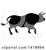 Clipart Of A Silhouetted Black Bull Royalty Free Vector Illustration