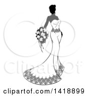 Poster, Art Print Of Silhouetted Black And White Bride In Her Gown