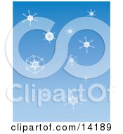 Snowflakes Over A Blue Background Clipart Illustration