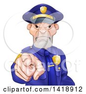 Poster, Art Print Of Tough And Angry White Male Police Officer Pointing Outwards