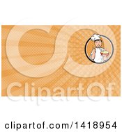 Clipart Of A Retro Chef Holding Up A Finger And A Bowl Of Hot Noodle Soup And Orange Rays Background Or Business Card Design Royalty Free Illustration by patrimonio