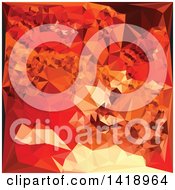 Poster, Art Print Of Low Poly Abstract Geometric Background In Tomato Red