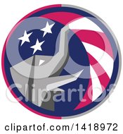 Clipart Of A Retro Republican Elephant Spraying American Stars And Stripes In A Circle Royalty Free Vector Illustration by patrimonio