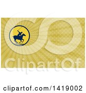 Silhouetted Polo Player On Horseback Swinging A Mallet And Rays Background Or Business Card Design