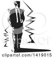Poster, Art Print Of Black And White Business Man Walking