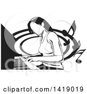 Black And White Woman Playing A Piano