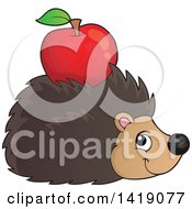 Poster, Art Print Of Happy Hedgehog With An Apple On Its Back