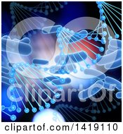Clipart Of A 3d Medical Background Of Dna Strands And Bacteria Royalty Free Illustration