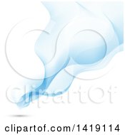 Clipart Of A Background Of Blue Flowing Waves And A Shadow On White Royalty Free Vector Illustration
