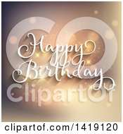 Poster, Art Print Of White Happy Birthday Greeting Over Flares