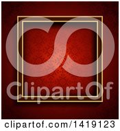 Clipart Of A 3d Square Frame Over Red Damask Royalty Free Vector Illustration by KJ Pargeter
